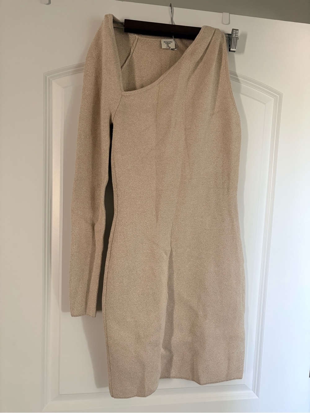 Abercrombie & Fitch One-Shoulder Cream Knit Dress
